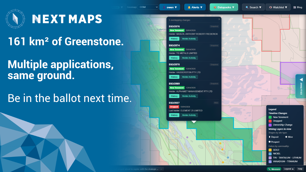161 km² of greenstone with multiple competing applications on the same ground: you could have been in the running
